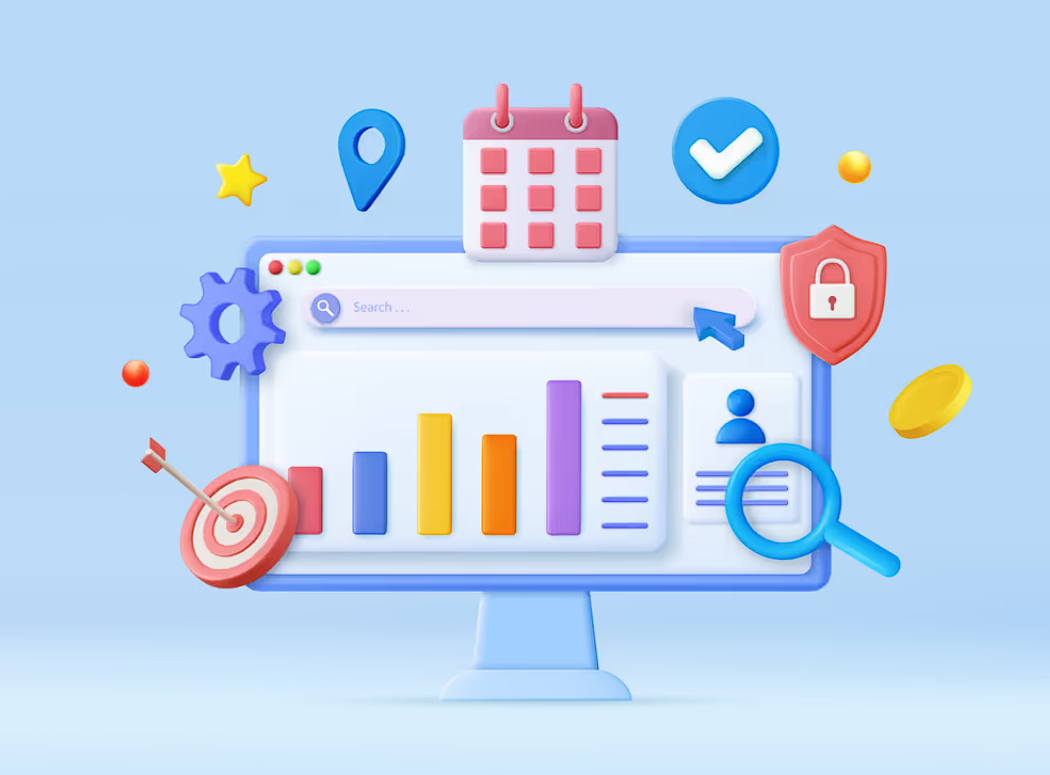 SEO Analytics Dashboard showing conversion growth and performance metrics